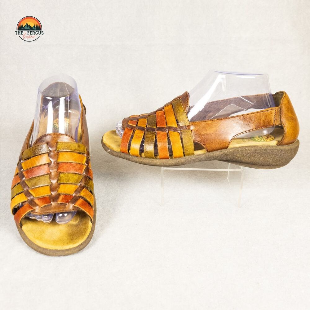 Earth Spirit Gelron 2000 Cupid Leather Huarach Sandals Multicolor Womans Size 9